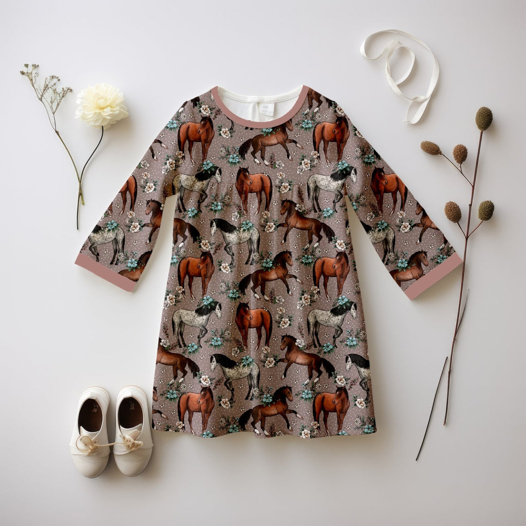 Enchanted Horses Long Sleeve Dress - Charley's Wild World