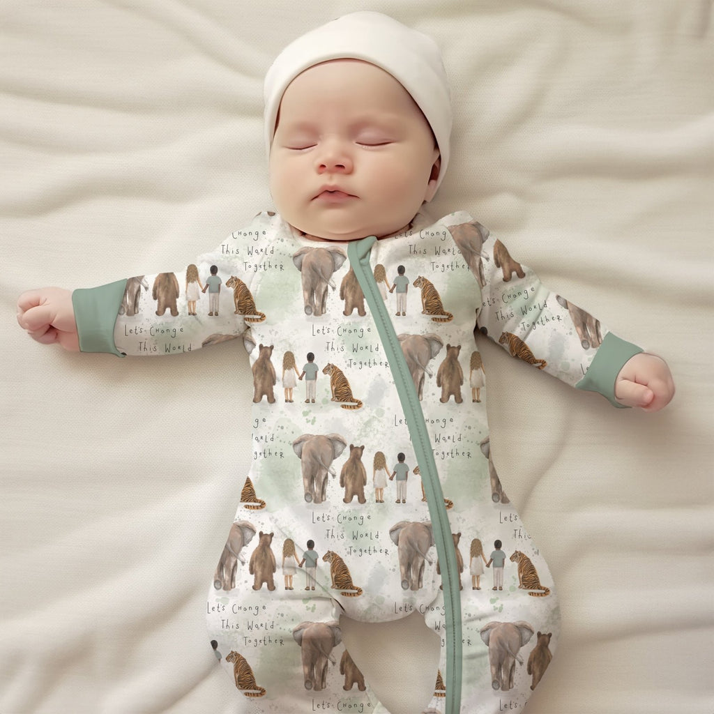 Let’s Change This World Together Zippy Sleepsuit - Charley's Wild World